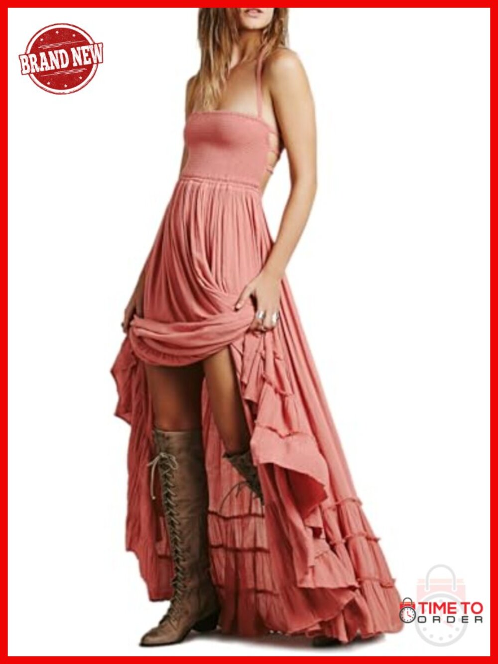 R.Vivimos Womens Summer Boho Backless Long Maxi Dress